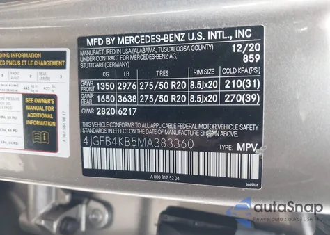 2021 Mercedes-Benz Gle 350 4Matic from USA, damaged, VIN 4JGFB4KB5MA383360